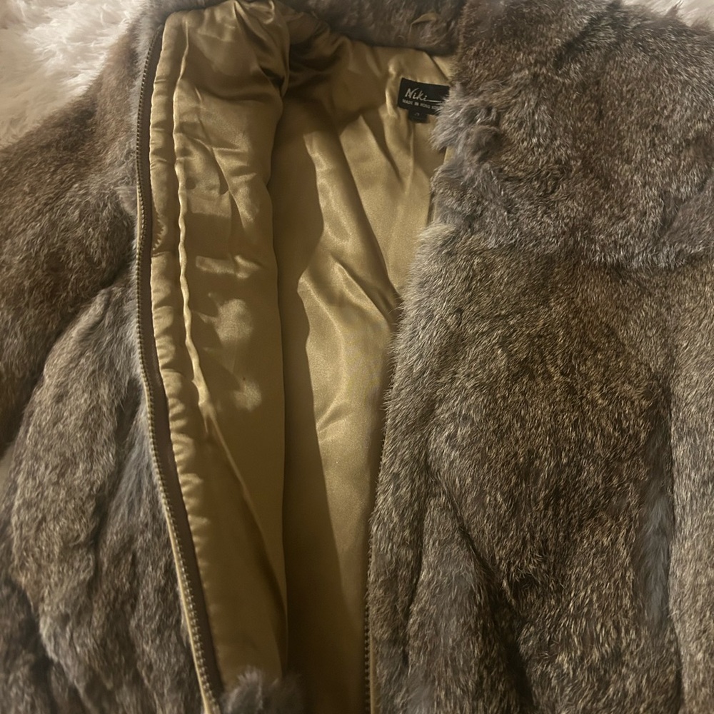 Niki Luxurious Rabbit Fur Jacket with 100% Satin Lining.